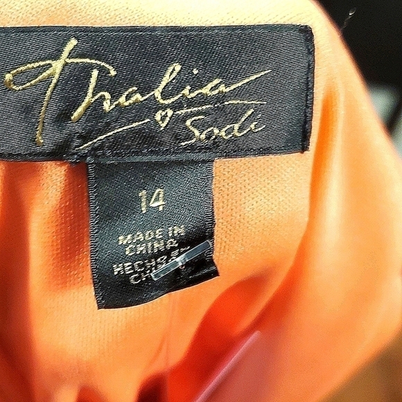 LACE SHEATH Orange Dress V neckline Size 14 - Picture 12 of 14